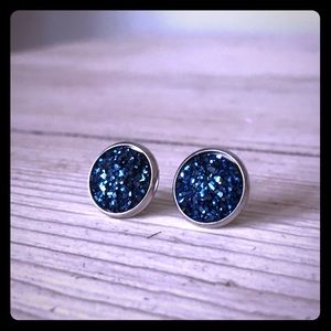❤️ 5 for $25 12mm large dark blue druzy Earrings